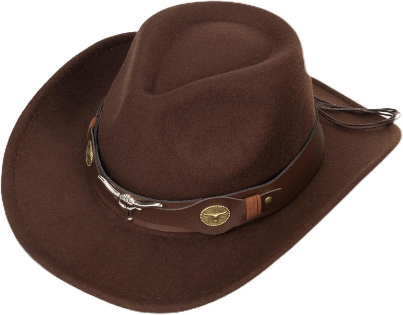 Vikodah Kids Wide Brim Western Cowboy Cowgirl Hat - Boys Girls Felt Fedora Hats for 2-6 Years - Image 1
